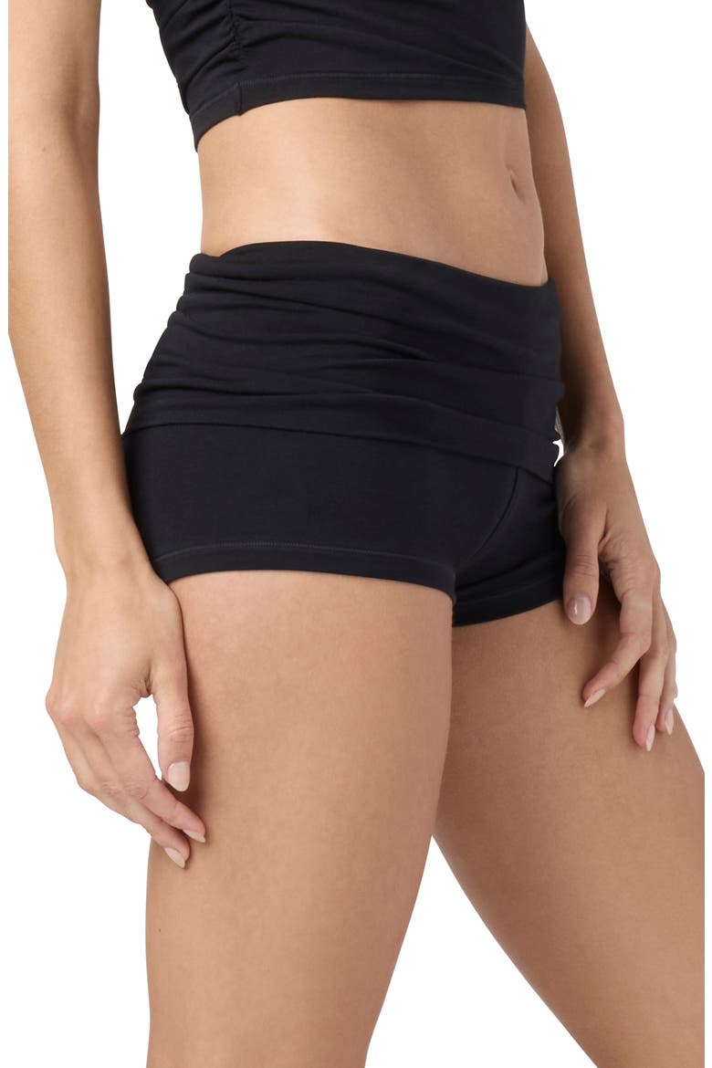 Fold Down Shorts, Alternate, color, BLACK