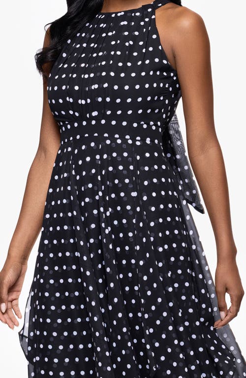 Betsy & Adam Polka Dot Handkerchief Hem Gown