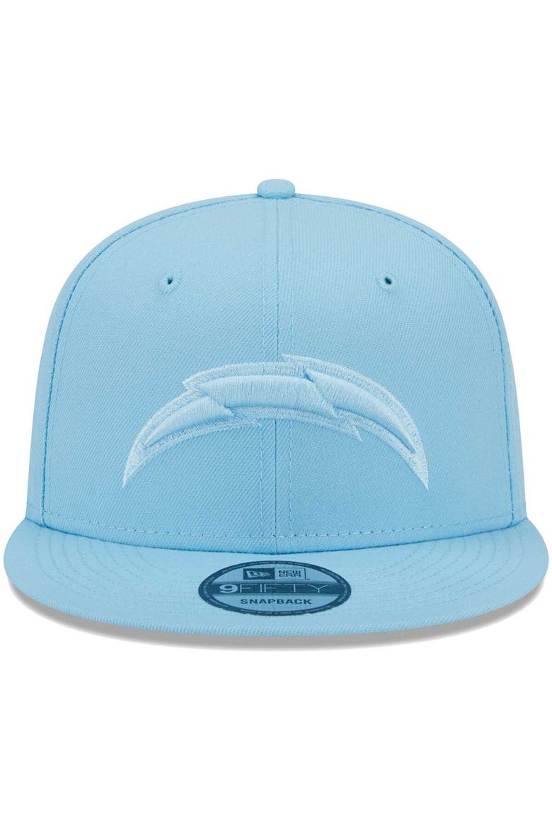 Men's New Era Powder Blue Los Angeles Chargers Color Pack Brights 9FIFTY Snapback Hat, Alternate, color, Powder Blue