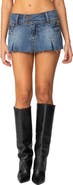 EDIKTED Pleated Hem Denim Miniskort