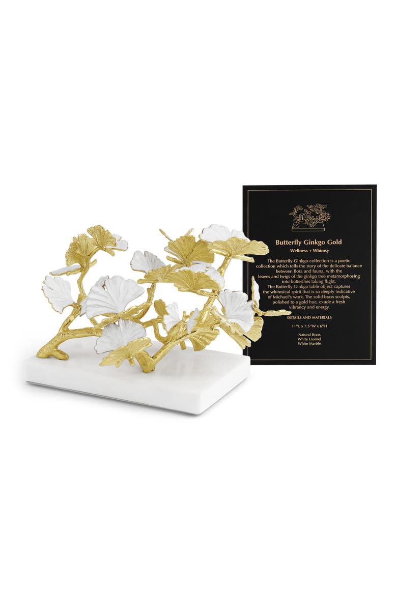 Butterfly Ginkgo Sculpture, Alternate, color, WHITE/ GOLD