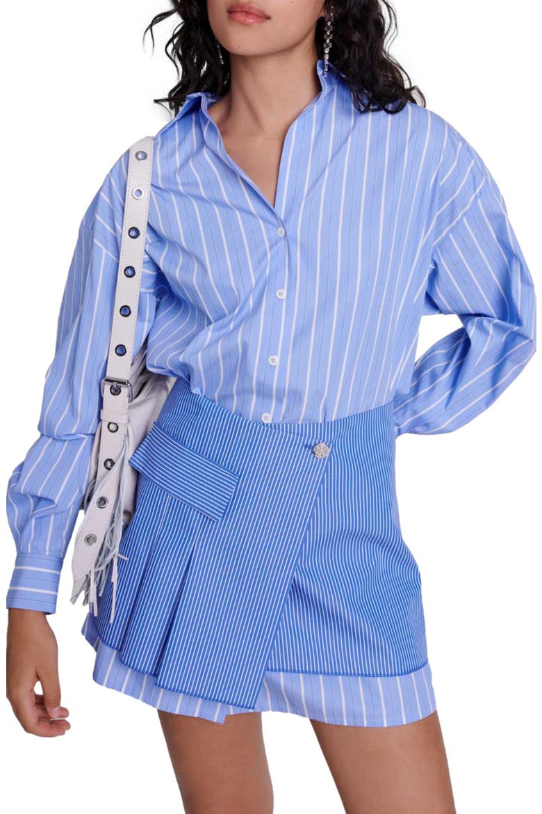 blue and white striped dress nordstrom maje 2-in-1 (Women) Cut for an elegant Size:EU 42/US 10 occasion_weekend Milumia Women's Summer Mini