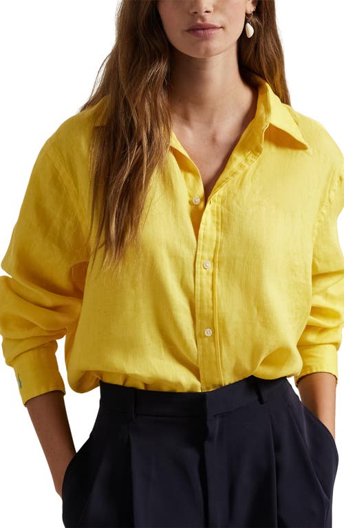 Polo Ralph Lauren Oversize Linen Button-down Shirt In Sunfish Yellow