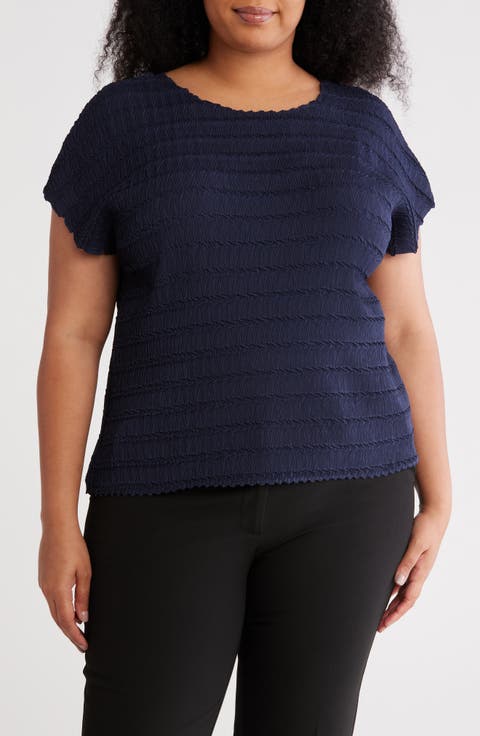 Boat Neck Cap Sleeve Top (Plus)