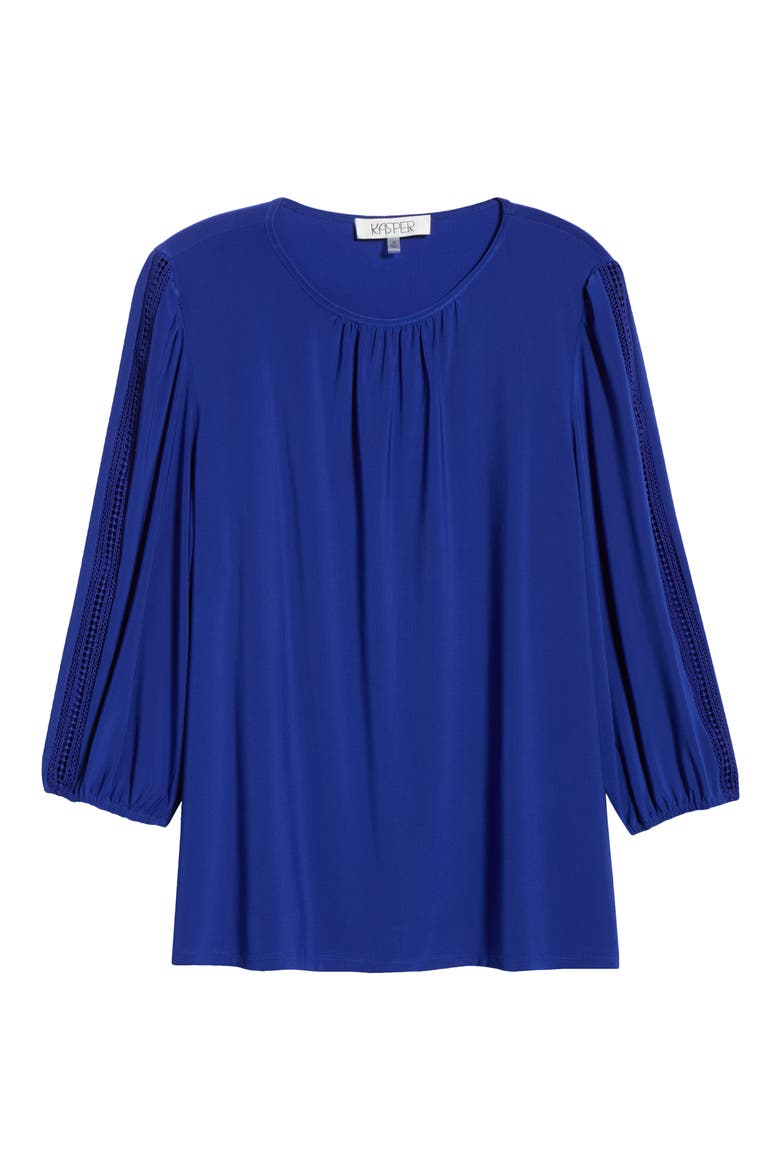 Lace Inset Sleeve Top, Alternate, color, ROYAL SIGNATURE