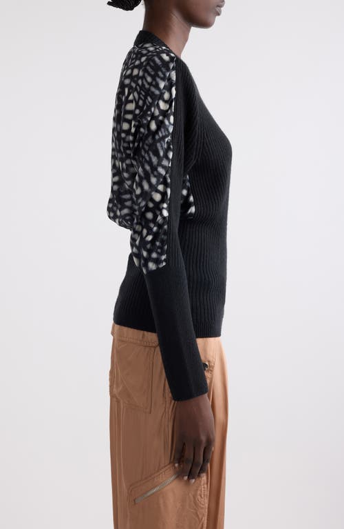 Dries Van Noten Mixed Media Crewneck Sweater In Black