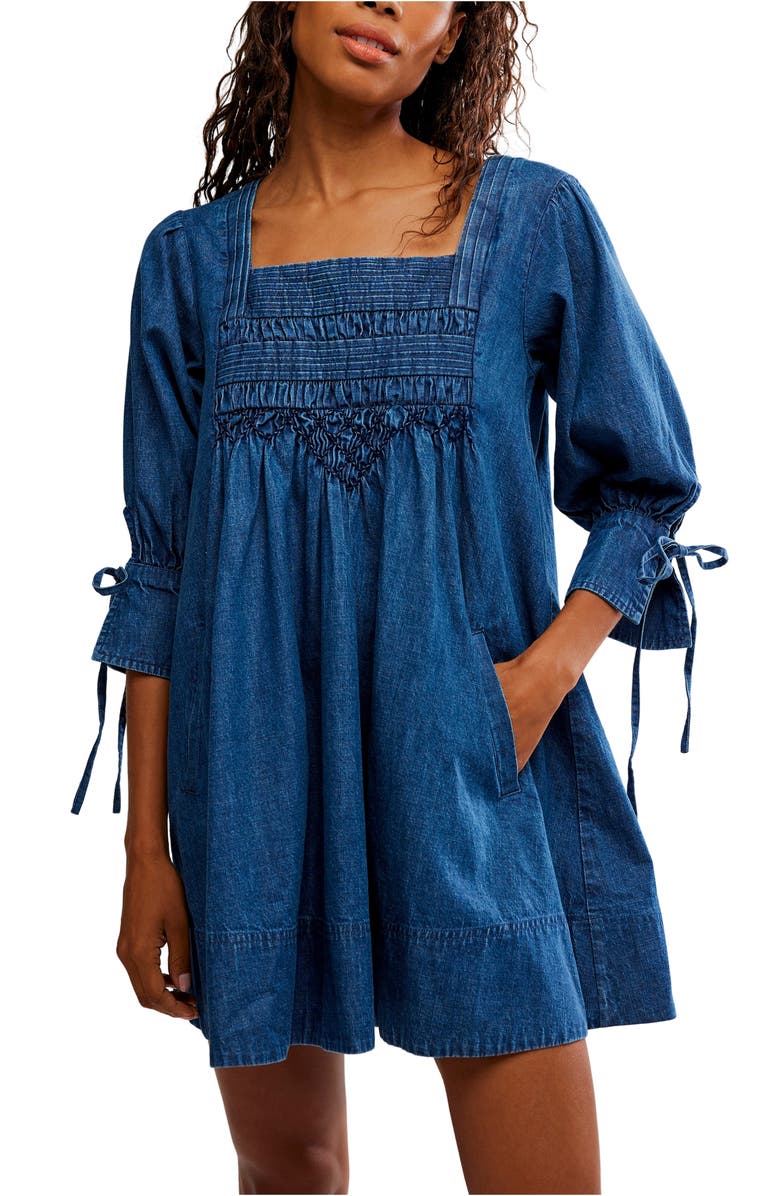 Free People Sonora Chambray Minidress, Alternate, color, Midnight Rinse