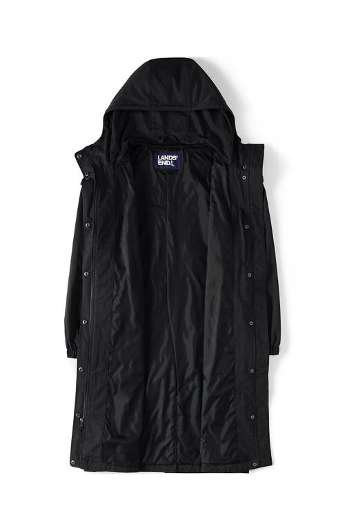Lands' End Crinkle Raincoat In Black Slate