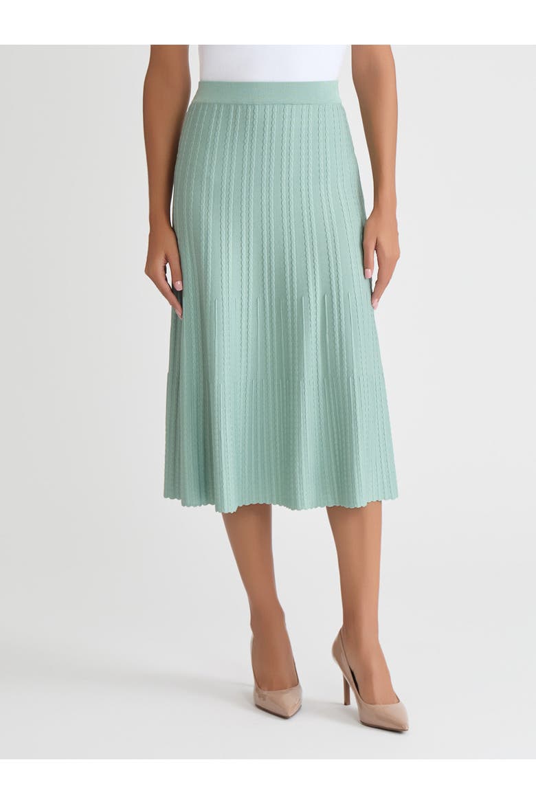 Lightweight A-Line Ribbed Knit Midi Skirt, Main, color, Mystic Green