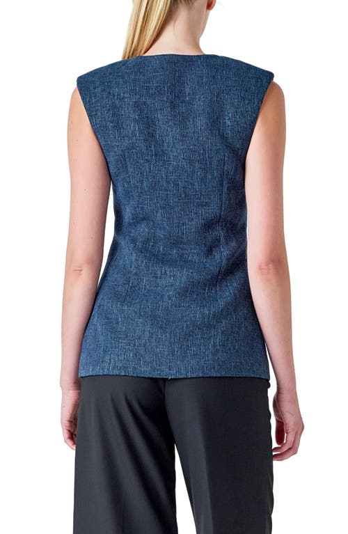 Endless Rose Textured Longline Vest In Blue