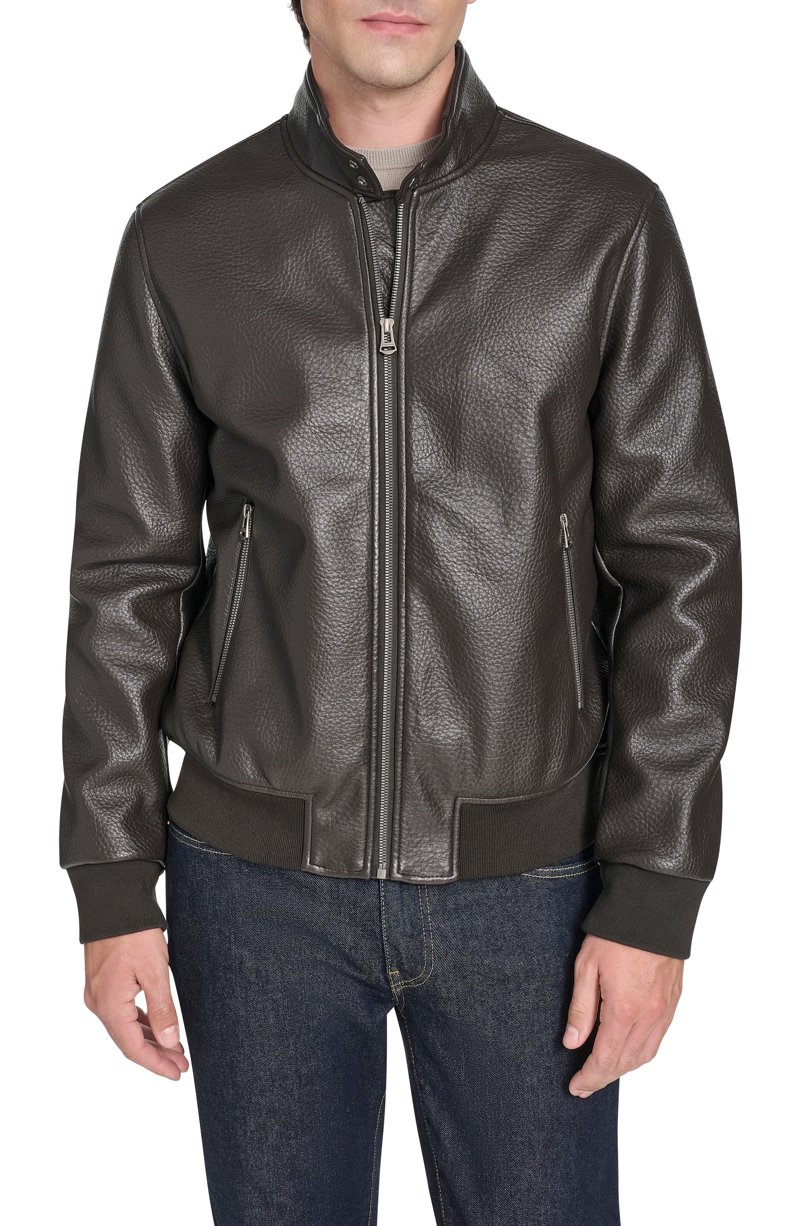 Cole Haan Signature Faux Leather Bomber Jacket