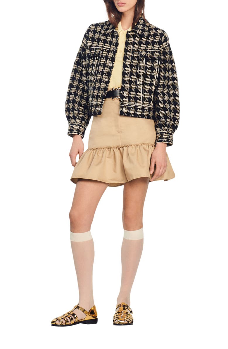 SANDRO Balthazar Houndstooth Cotton Blend Jacket, Alternate, color,