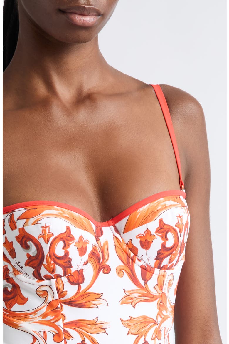 Majolica Balconette One-Piece Swimsuit, Alternate, color, IO3TN MIX MAJOLICA ORANGE