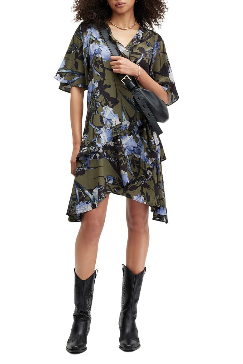 Meagan Floral Print Wrap Dress, Alternate, color, DEEP KHAKI GREEN