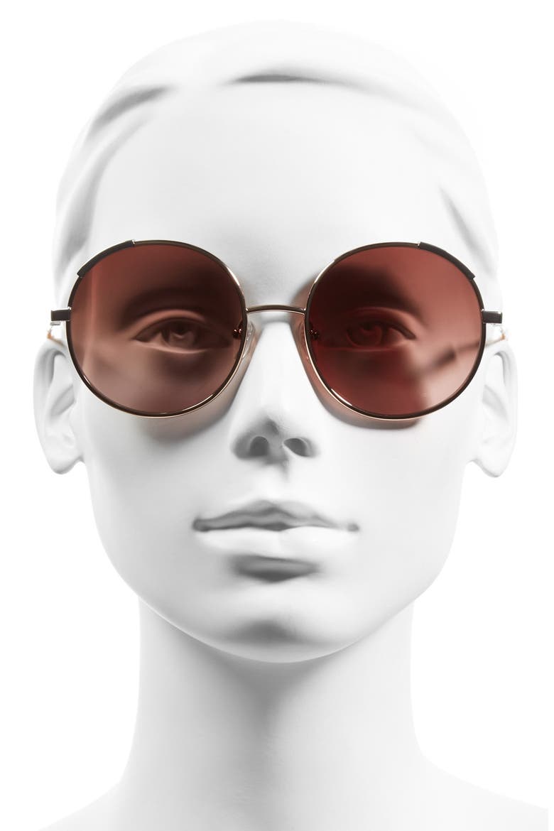 'Nerine' 56mm Round Sunglasses, Alternate, color, ROSE GOLD/ LIGHT BROWN