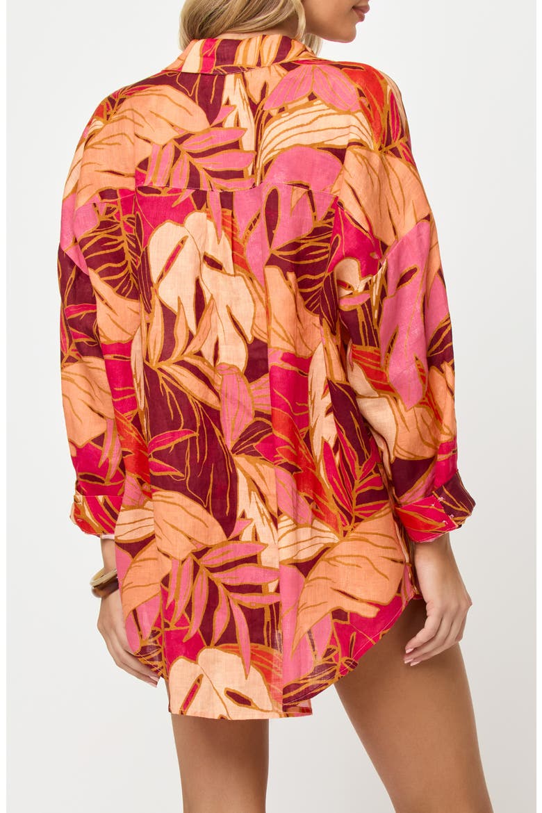 Rio Linen Cover-Up Tunic, Alternate, color, LEAF IT TO ME