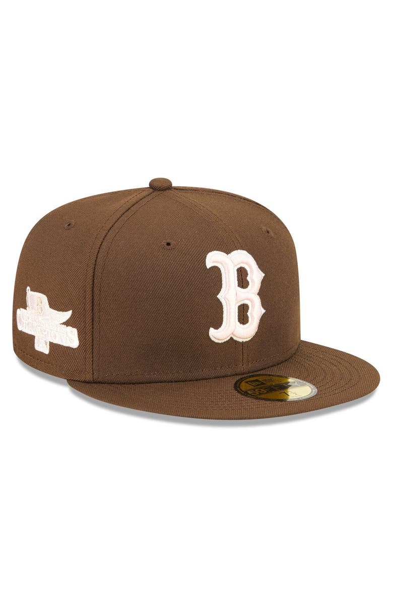 New Era Men's New Era Brown Boston Red Sox 2013 World Series Champions Pink Undervisor 59FIFTY Fitted Hat, Main, color,
