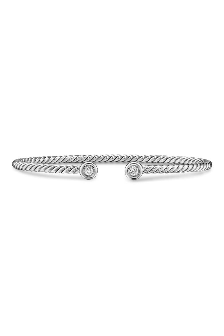 Micro Cable Flex® Round Bracelet in Sterling Silver with Diamonds, 2.6mm, Main, color, SILVER PAVE