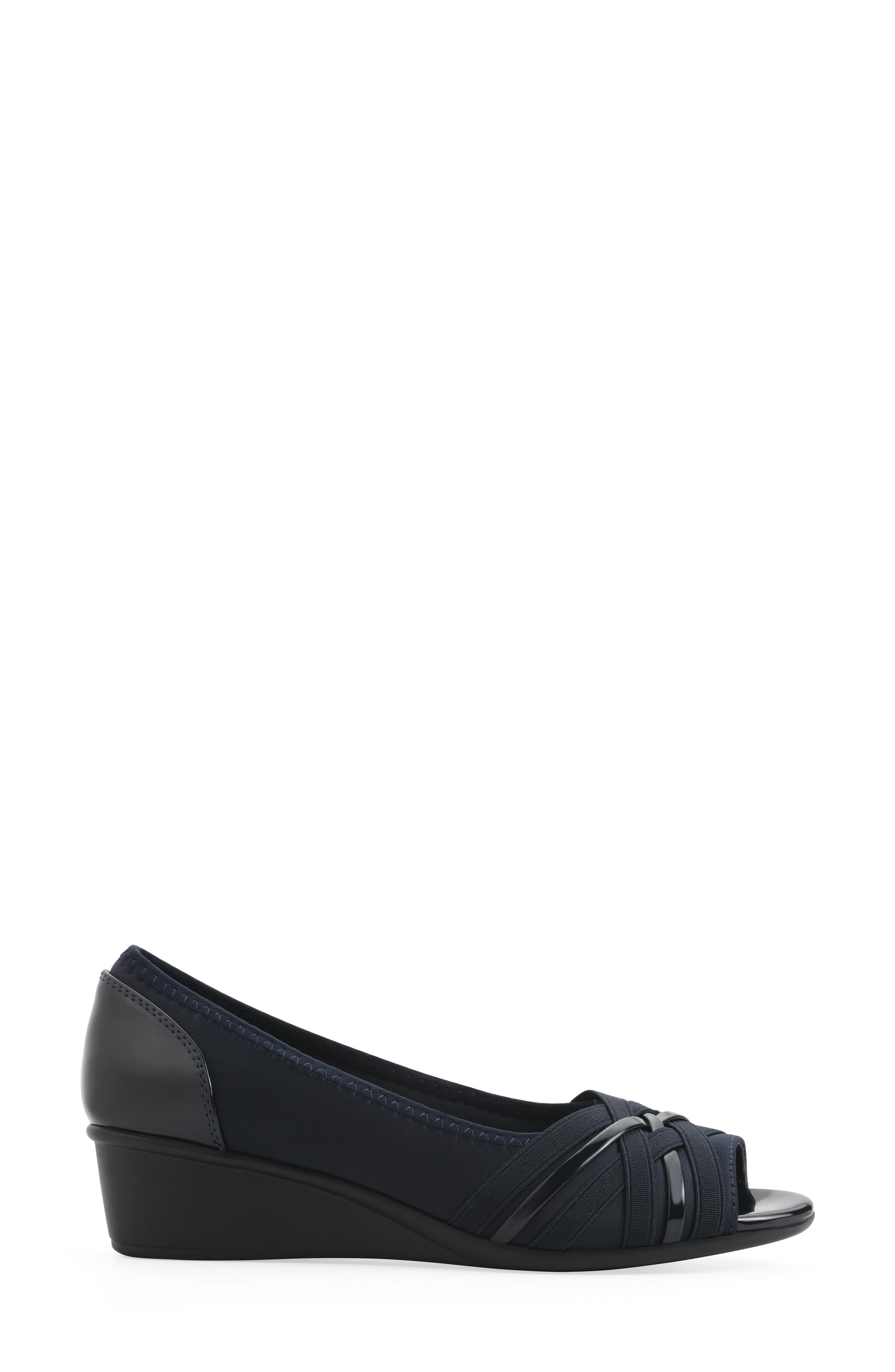 Boldest Wedge Peep Toe Pump, Alternate, color, NAVY/ NYLON