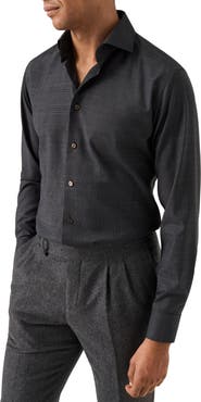 Eton Slim Fit Check Merino Wool Button-Up Shirt
