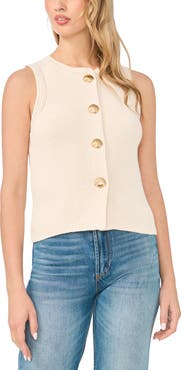 CeCe Shell Button Sweater Vest
