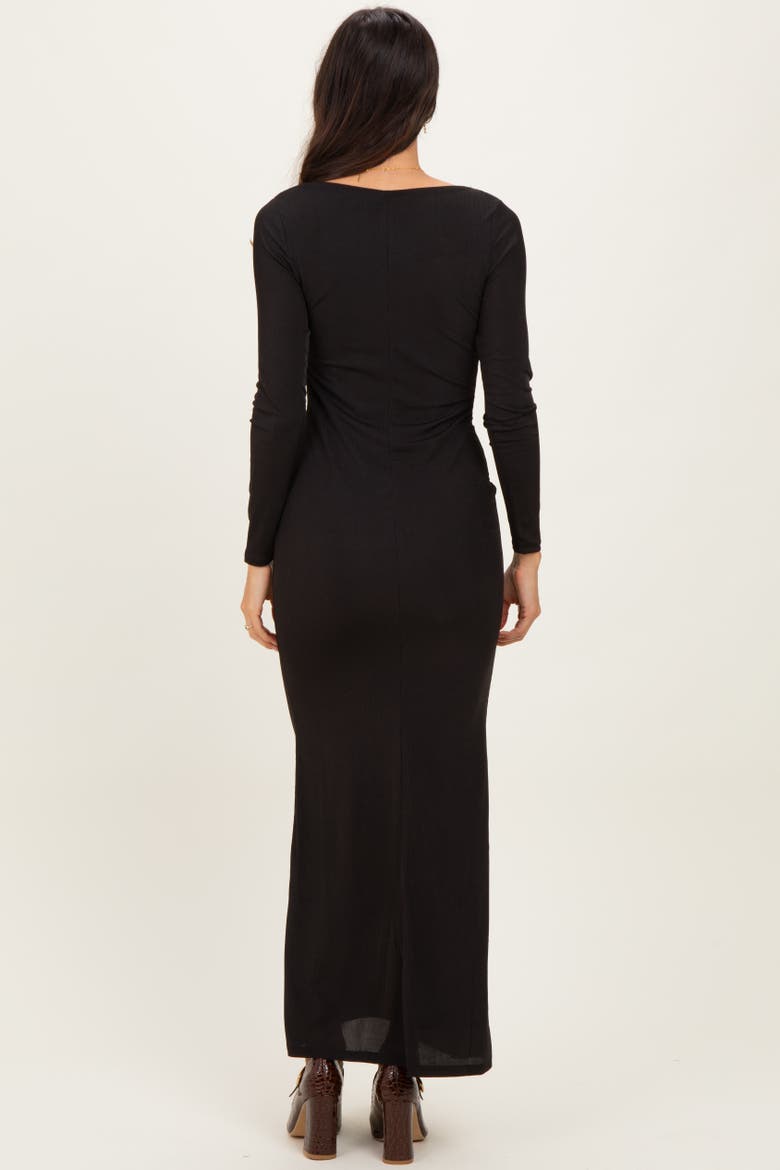 Square Neck Long Sleeve Maxi Dress, Alternate, color, Black