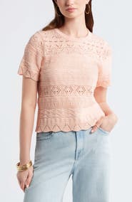 Treasure & Bond Pointelle Cotton Crewneck Sweater