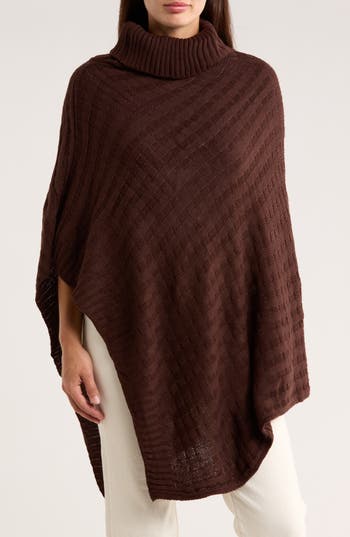Nanette Lepore Basketweave Asymmetric Poncho In Brown