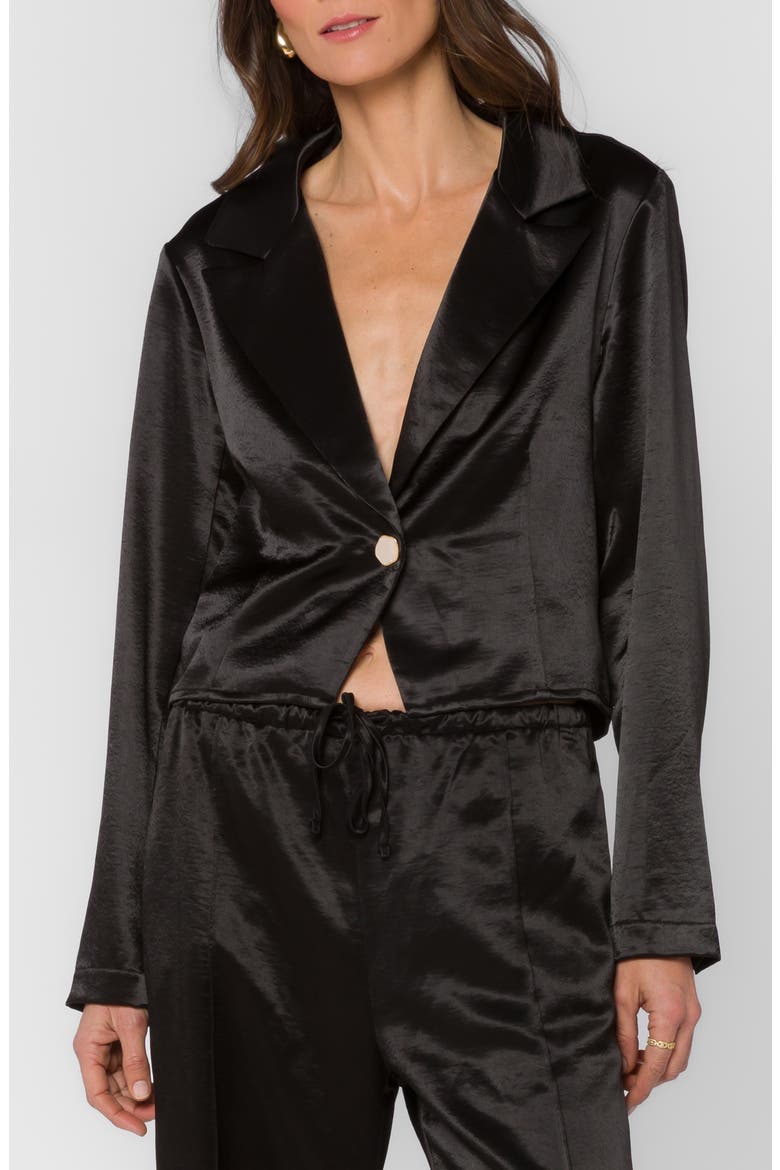 Lito Cropped Tuxedo Jacket, Main, color, BLACK