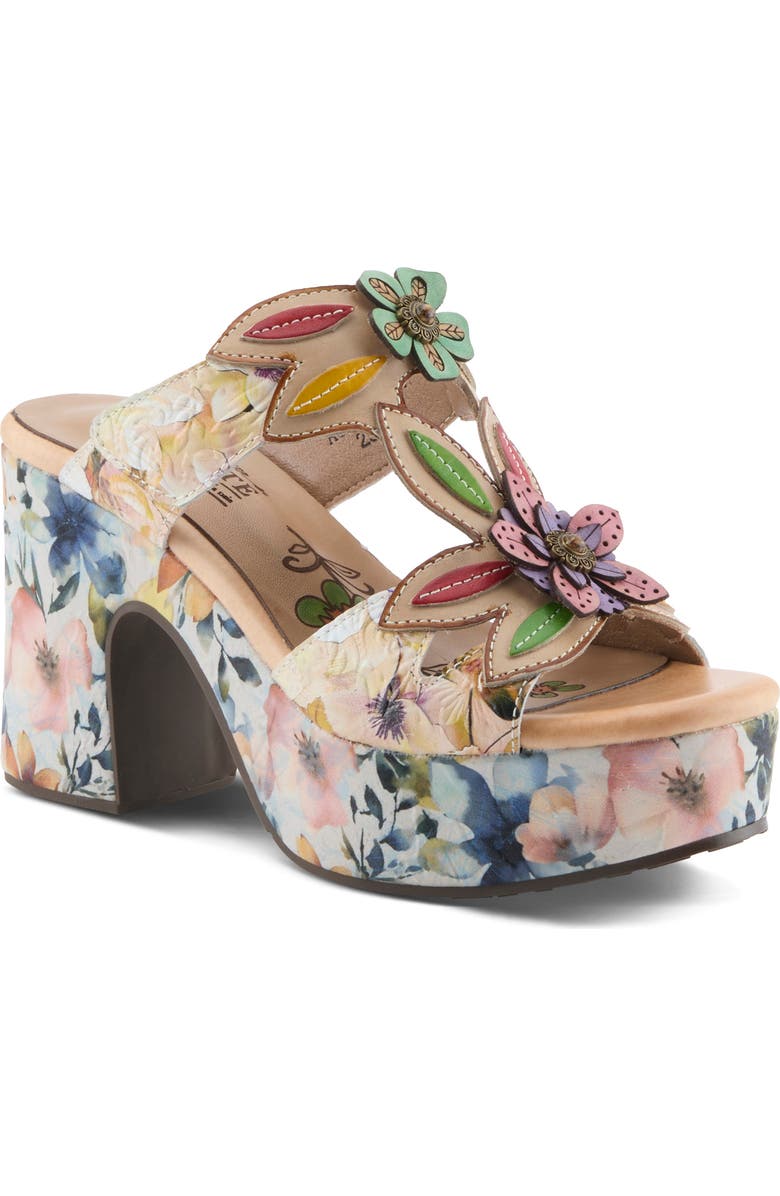 L'Artiste by Spring Step Balloffire Platform Sandal, Main, color, Beige Multi