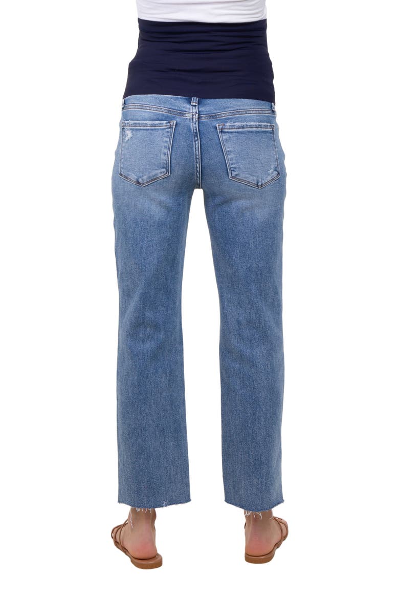 Cropped Raw Hem Straight Leg Maternity Jeans, Alternate, color, Blue