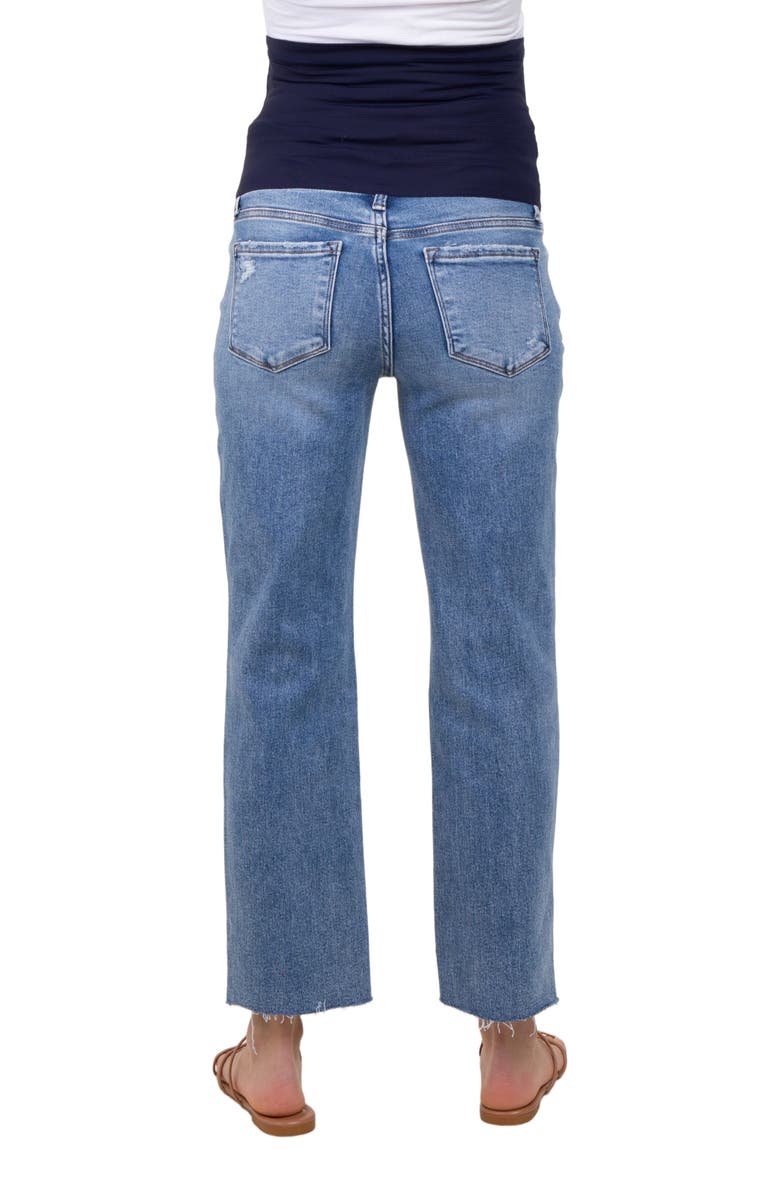 PinkBlush Cropped Raw Hem Straight Leg Maternity Jeans, Alternate, color, Blue