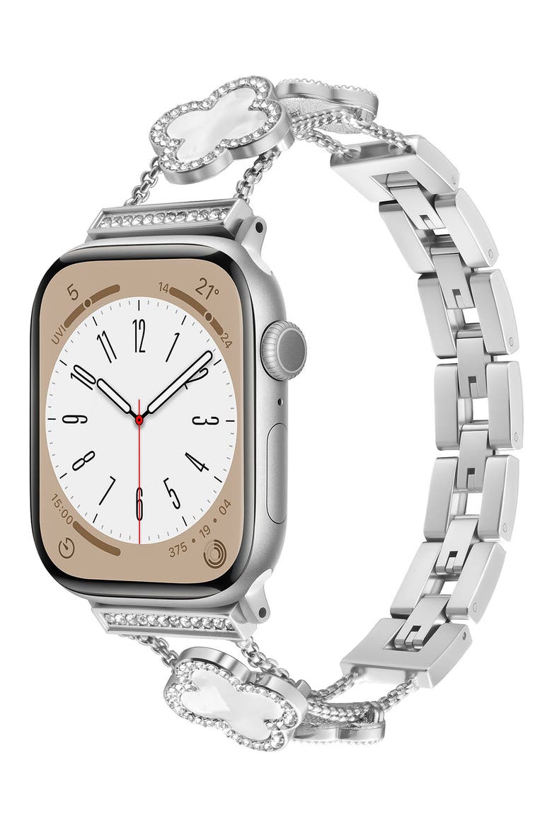 Universal Fit Clover Link Bracelet Apple Watch® Watchband, Main, color, SILVER