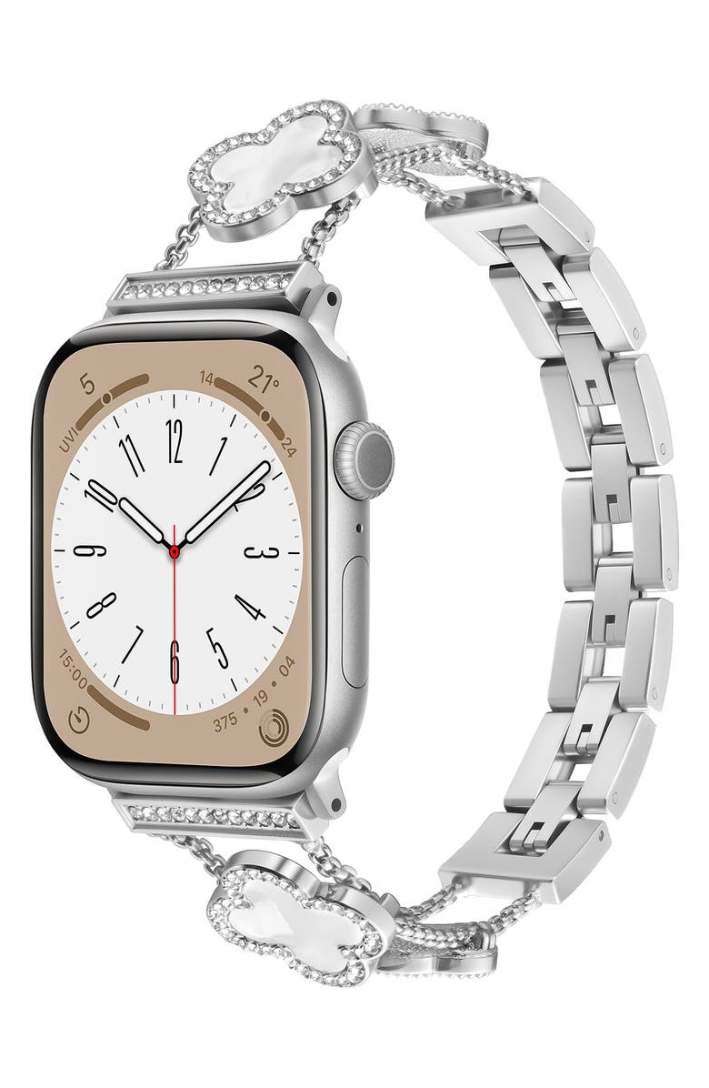 BCBG Clover Link Bracelet Apple Watch<sup>®</sup> Watchband, Alternate, color, Silver