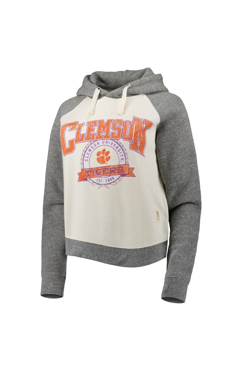 PRESSBOX Women's Pressbox Cream/Heather Gray Clemson Tigers Cody Tri-Bend Raglan Pullover Hoodie, Alternate, color, White
