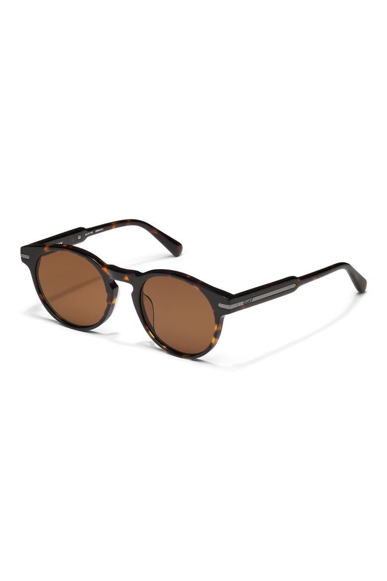 52mm Slow Mo Polarized Round Sunglasses, Alternate, color, DARK TORT/ BROWN POLARIZED