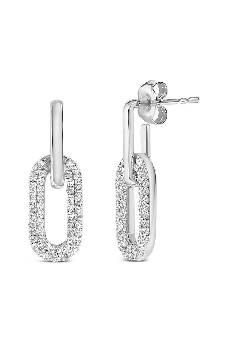 10K Gold 1/2 Cttw Lab Grown Diamond Dangling Paperclip Drop Earrings, Alternate, color, White