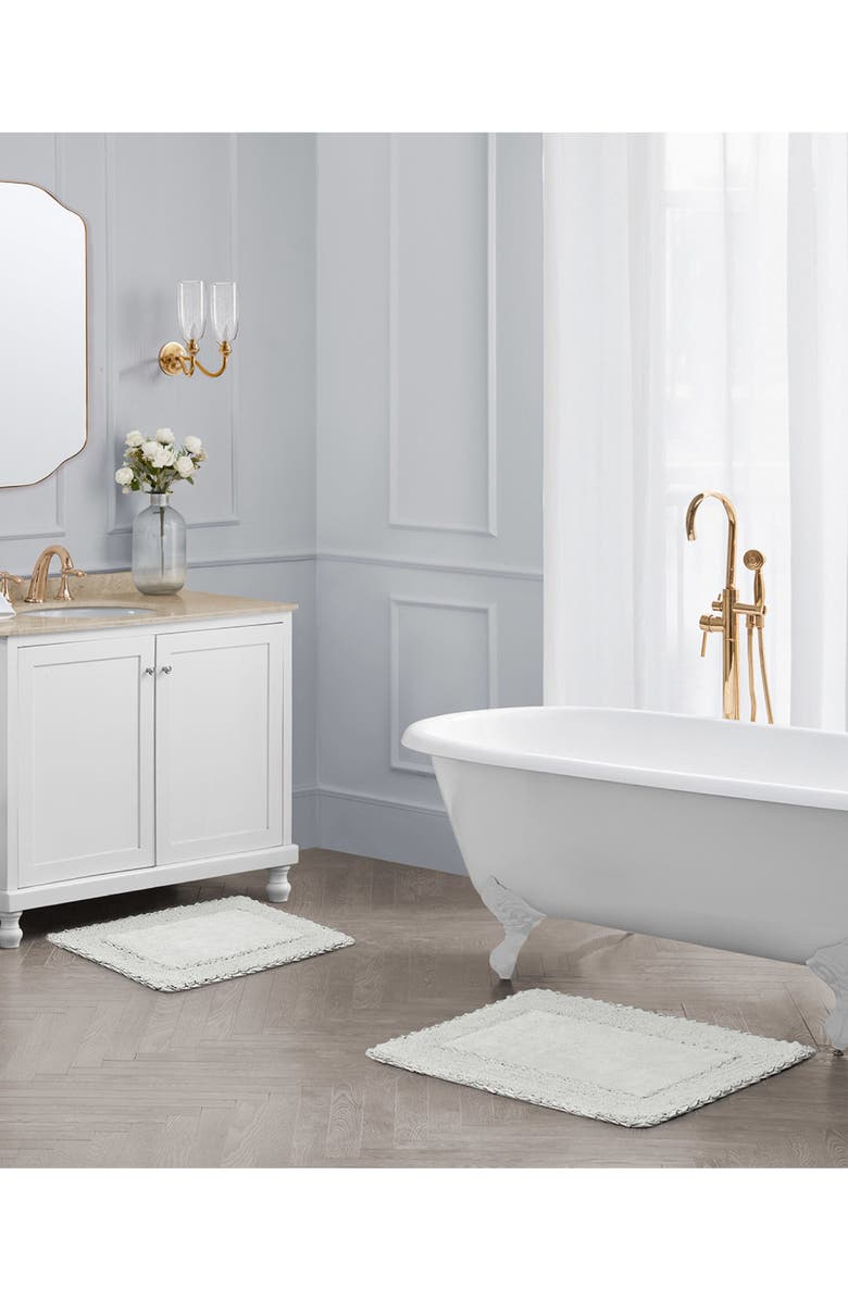 Laura Ashley Ruffle Cotton 2-Piece Bath Mat Set, Alternate, color, Light Grey