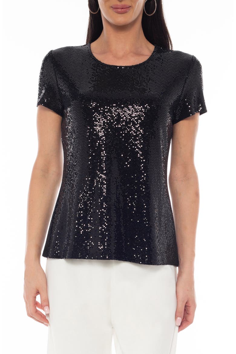 Sequin T-Shirt, Main, color, BLACK