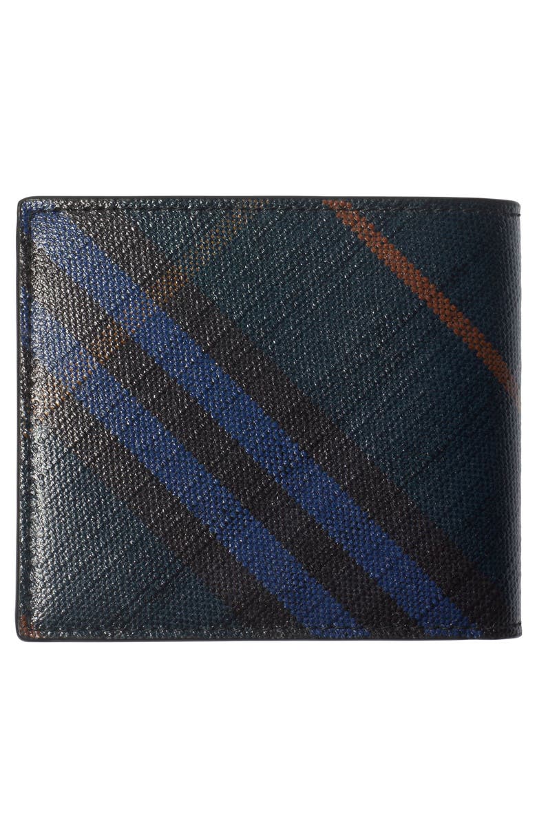 Burberry Check Coated Canvas Bifold Wallet, Alternate, color, Midnight