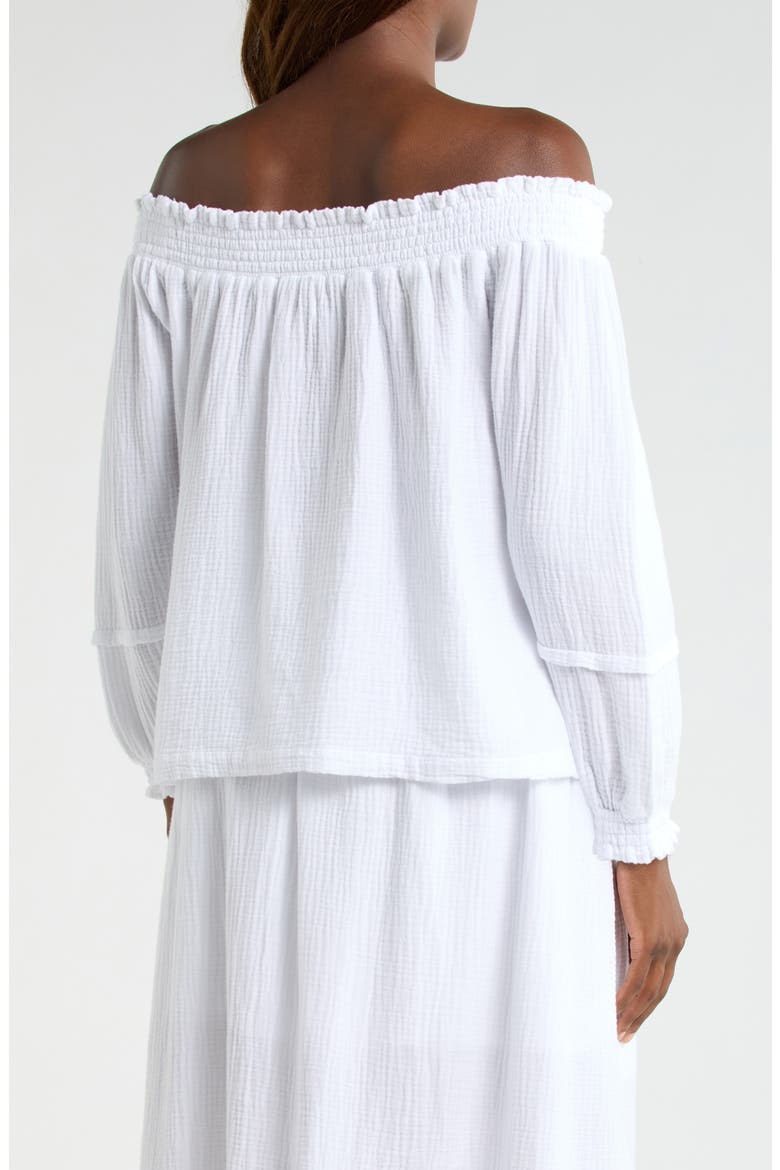 Adele Off the Shoulder Cotton Top, Alternate, color, WHITE