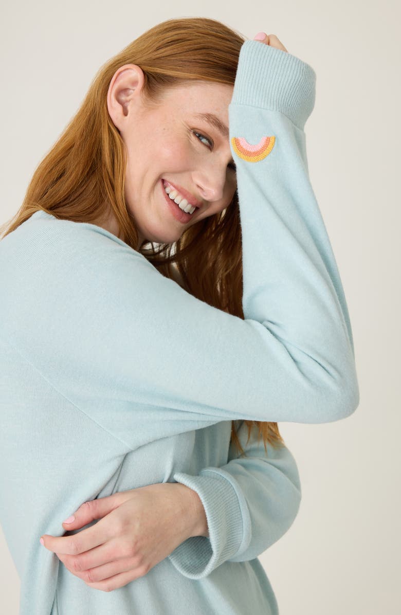 PJ Salvage Sunshine Mind Sweatshirt, Alternate, color, Dusty Blue