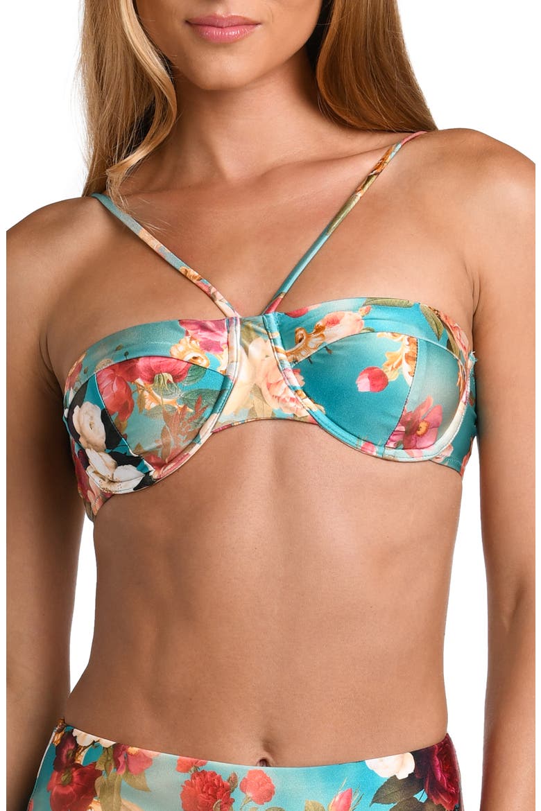 Alexandria Roses Structured Bikini Top, Alternate, color, AQUA MULTI