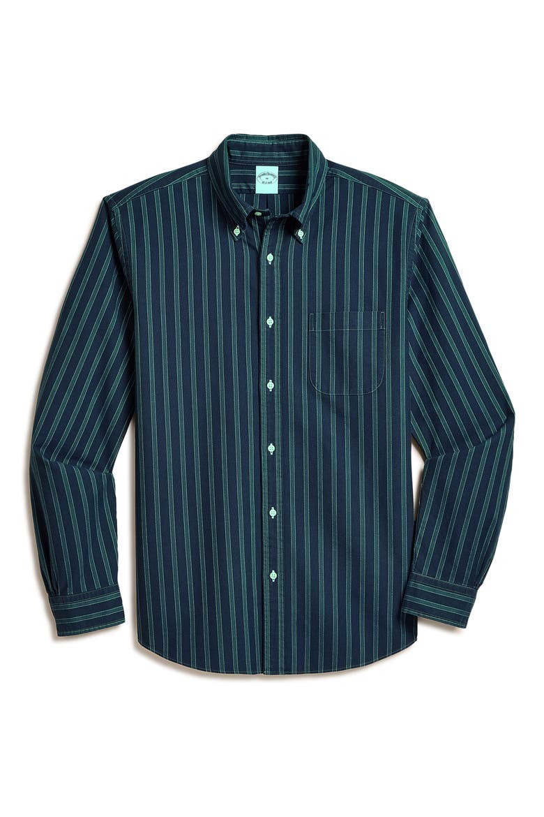 Friday Stripe Cotton Oxford Cloth Button-Down Shirt, Alternate, color, NAVYSTP