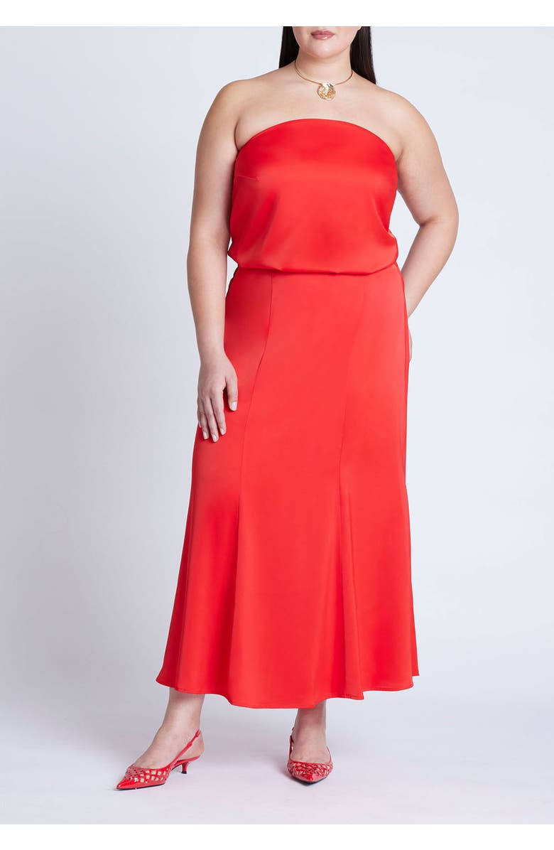 ELOQUII Column Satin Tube Top, Alternate, color, Adrenaline Red