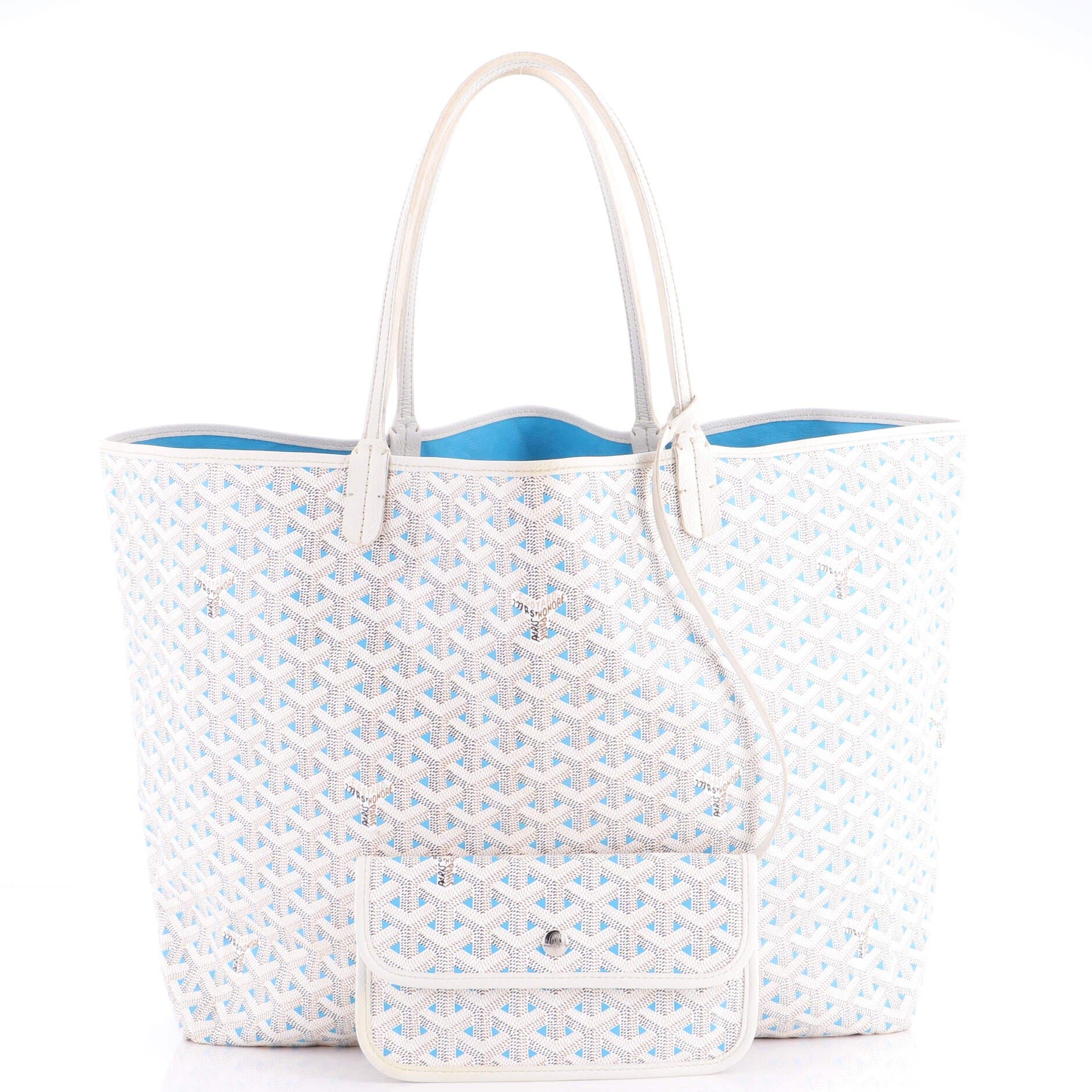 Pre-Owned Goyard Saint Louis Tote Claire Voie Coated Canvas GM, Alternate, color, White