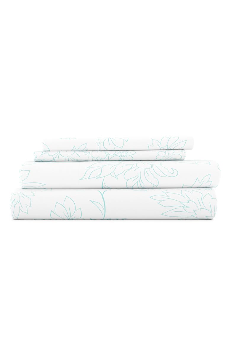 HOMESPUN HOME SPUN Premium Ultra Soft Vine Pattern 4-Piece Bed Sheet Set, Main, color, Aqua