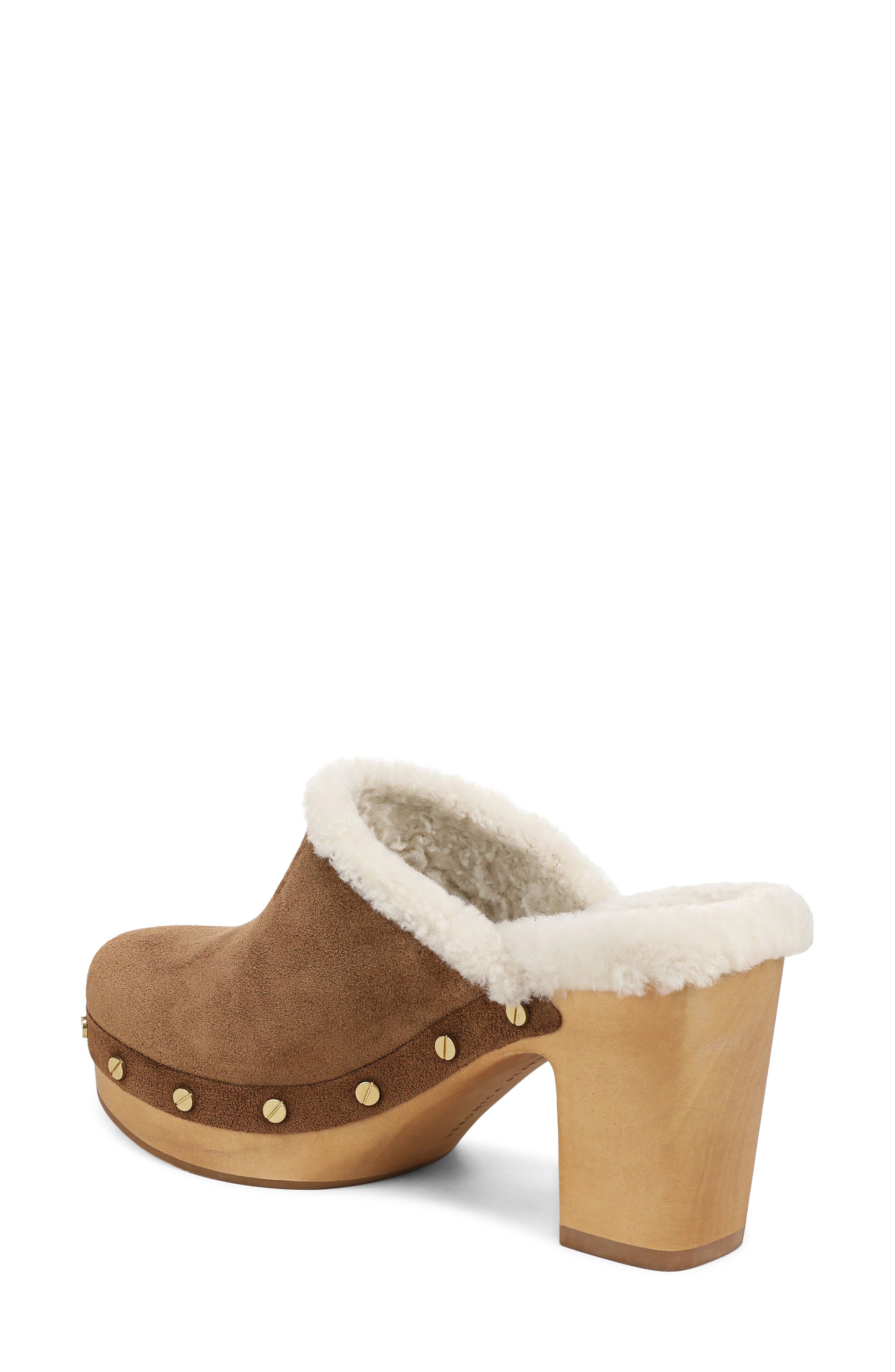Larken Leather Clog with Genuine Shearling Trim, Alternate, color, CHESTNUT SUEDE
