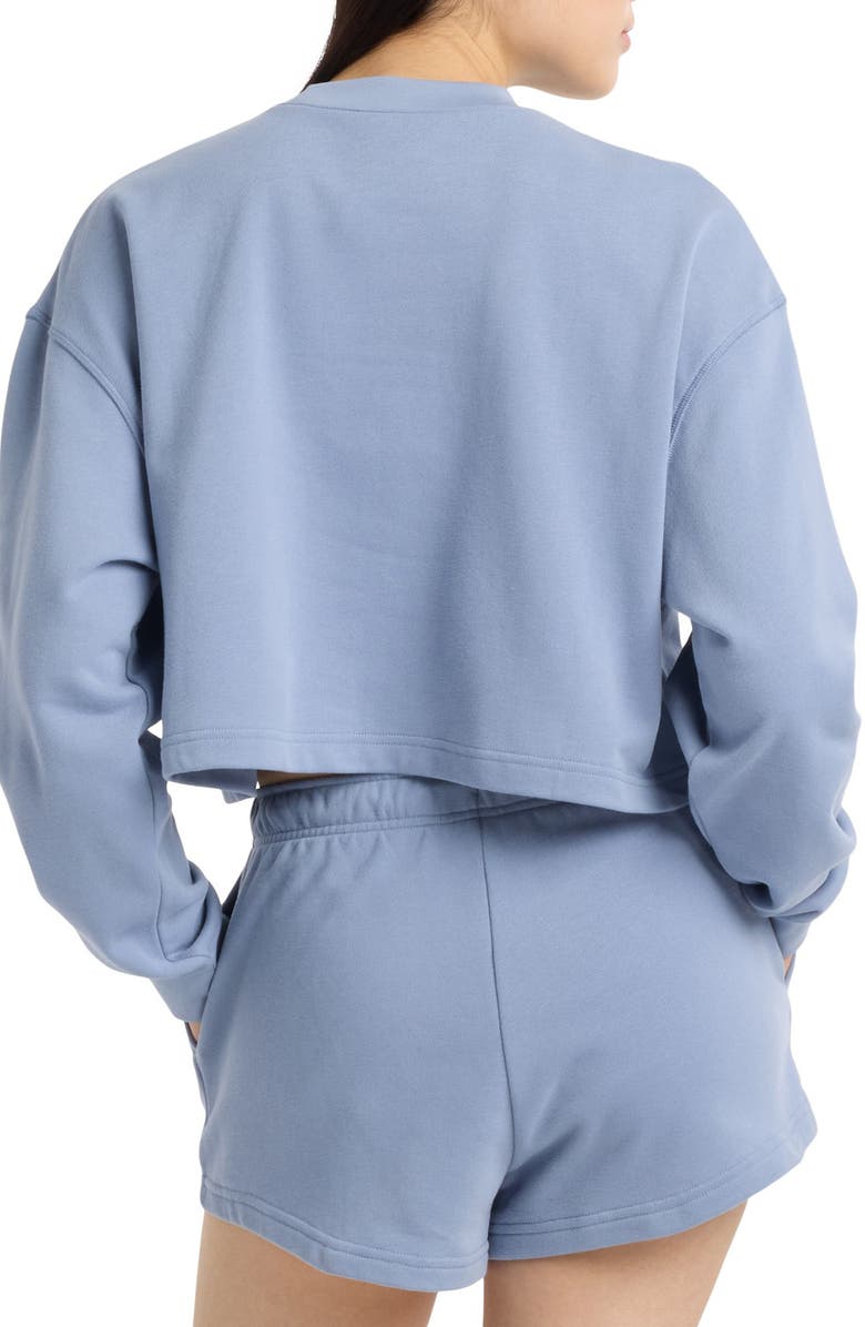 New Balance Coastal Fleece Oversize Crop Crewneck Sweatshirt, Alternate, color, Dusk Shower