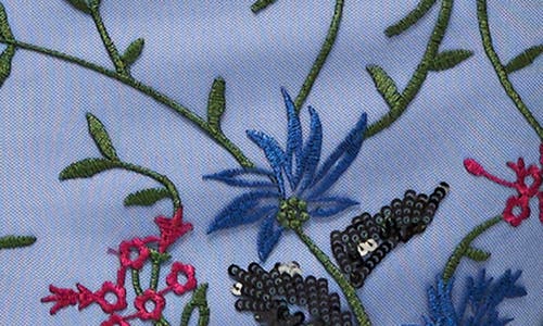Js Collections Harmony Floral Embroidered Sheath Cocktail Dress In Navy